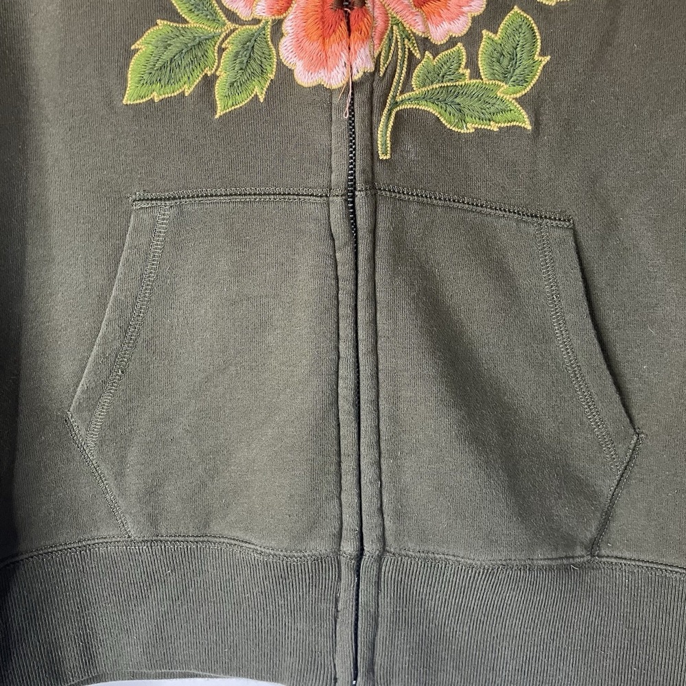 VTG Lucky Brand Sweater Jacket Y2K Zip Floral Peony Embroidery Womens Size XL - Picture 4 of 10